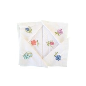 Resim Hediyelik İşlemeli Bayan Mendili 12 Adet 28x28 cm %100 Pamuk Renkli 