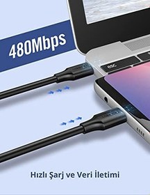 Resim Ugreen USB C to USB C 3A Hızlı Şarj ve Data Kablosu Beyaz 50 CM 