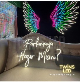 Resim Parlamaya Hazır Mısın Yazılı Neon Tabela Beyaz 