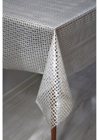 Resim Pvc Şeffaf Kaplama Silinebilir Masa Örtüsü Örgü Hasır Altın 