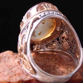 Resim Authentic Yemeni Agate Stone Handmade 925 Sterling Silver Mens Ring - US: 8.5 / 58.5 mm / Turk: 18.5 