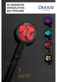 Resim 5 Fonksiyonlu Sauna Modlu Pervaneli Mat Siyah Duş Başliği,Siyah 