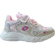 Resim Onlo Ayakkabı Lf.2024 Beyaz Pembe Cırtlı Kız Çocuk Ayakkabı Beyaz - Pembe 