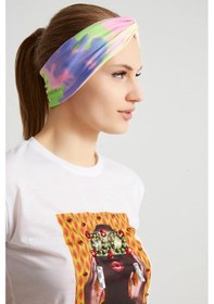 Resim Batik Gökkuşağı, Butik Tasarım Kadın Bandana Saç Bandı, Ekstra Yumuşak, Esnek, Doğal, Pamuklu Penye Batik Çok Renkli 