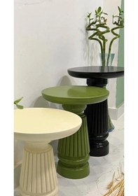 Resim Wood Renkli 3 Lü Set Mantar Yan Sehpa Fiskos Çiçeklik 