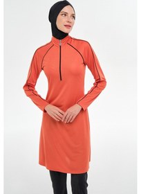 Resim Rozamay Reglan Kol Likralı Tam Kapalı Tesettür Mayo 3129 Tarçın Tarçın 