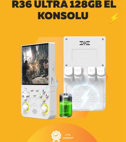 Resim 128GB Dahili Hafızalı R36 Ultra – 4” IPS Ekran, Retro Konsol, 30.000+ Oyun Yüklü 