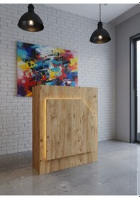 Resim Resital Ledli Karşılama Bankosu G-90 Cm Ofis Kasa Resepsiyon Masası Banko-002-6-6 