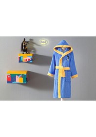 Resim Özdilek Batman Gotham City Lisanslı Kapüşonlu Çocuk Bornozu 7/8 Yaş Mavi 