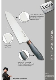 Resim Silver Gray Serisi Mutfak Bıçak Et Sebze 3 Lü Şef Bıçağı Mft-568 