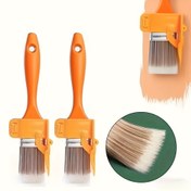 Resim 1 Adet Turuncu Renk Ayırma Farklılığıyla Hassas Kenar Boyama Fırçası - Dayanıklı, Hafif ve Taşınabilir Ahşap Saplı, Kusursuz DIY Duvar & Tavan Kenarı Boyaması İçin, Kırmızı ve Sarı Fırçalar Dahil Detaylı Dekorasyon 