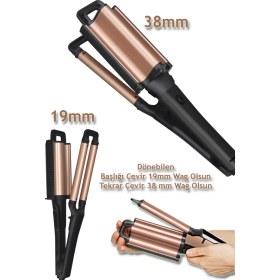Resim Shibowavy 2in1 Wag Maşa (2 Ayarlı Döner Başlıklı 19MM Ince Bukle & 38MM Iri Dalga) 