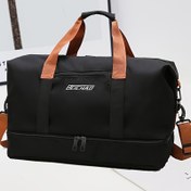 Resim BEICHAO Erkek Hafif Naylon Duffel Çantası - Ayakkabı Bölmesi ile Çok Yönlü Omuz ve Çapraz Çanta, Seyahat, Spor Salonu ve Günlük Kullanım için İdeal, Siyah ve Kahverengi Detaylarla, Dayanıklı ve Taşınabilir, Seyahat için Duffel Çanta 