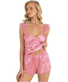 Resim Primoda Aria's Closet Lacivert Saten Şort Takımı 9212 Lacivert 