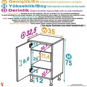 Resim Eliusta Sabir 35 Cm 2 Raflı Beyaz Banyo Mutfak Dolabı 3 Bölmeli Çok Amaçlı Dolap 35x75x32,5 Cm Düzenleyici Beyaz 