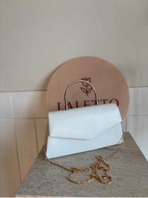 Resim lalettobags Kadın Beyaz Mektup Kapaklı Abiye Davet Çantası -Zincir Askılı 