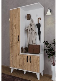 Resim Mercan Ayakkabılık Portmanto Çok Amaçlı Ayakkabılık Beyaz - Meşe 