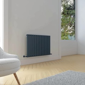 Resim Carisa Plata Yatay Alüminyum Radyatör Modern Tasarım Antrasit 60X98 cm 