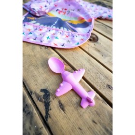 Resim Mai Perla Uçak Geliyor Sıvı Geçirmez Mama Önlüğü ve Mama Kaşığı 0-2 Yaş Unisex Pembe 