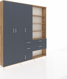 Resim Arges Dolap 14 Raflı 4 Çekmeceli 4 Kapaklı 220x30x243 Çam-antrasit/antrasit Antrasıt/antrasıt 