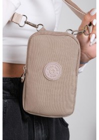 Resim Baginn Klinkır Kumaş Mini Çapraz Askılı Kadın Cep Telefonu Çantası Mini Cüzdan Çanta 20 10 Cm Su İtici Vizon 