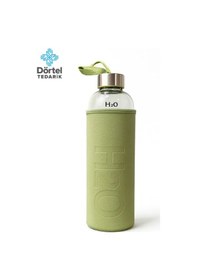 Resim H2o Deri Kılıflı Cam Matara 500 Ml Haki 