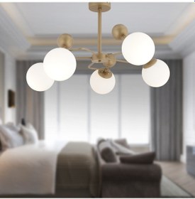 Resim Florit 5'li Eskitme Beyaz Camlı Modern Mutfak Yatak Odası Salon Avize 