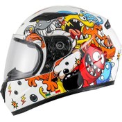 Resim Sway Çocuk Sw 815k Monster Full Face Kapalı Kask Beyaz - Sarı - Turuncu 
