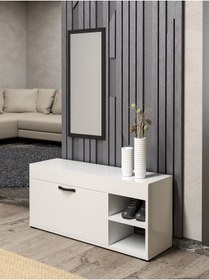 Resim Ayakkabılık Çok Amaçlı Kapaklı Dolabı 90 Cm Modern Ayakkabı Dolabı Raflı Organizer 189 Beyaz Çok Renkli 