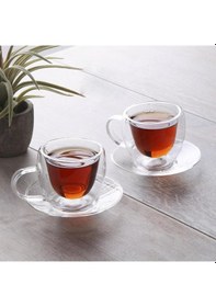 Resim Perotti Çift Cidarlı 4 Parça Cam Kahve Fincanı 10648 