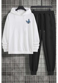 Resim Kelebek Baskılı Eşofman Takımı Beyaz 