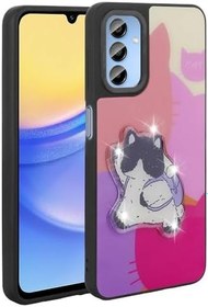 Resim Zore Galaxy ile uyumlu A25 Kılıf Parlayan Kabartmalı İkonik Figürlü Zore Amas Silikon Kapak Mor 