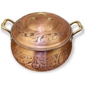 Resim İşlemeli Bakır Güveç Tencere No:3 Bakır - Siyah 