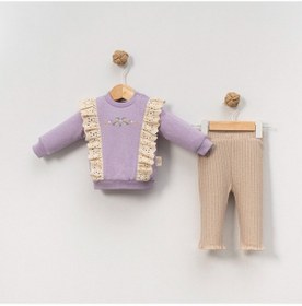 Resim Çakar Bebe 6-18 Aylık Güllü Nakışlı 2li Takım -8035155 - Lila Lila 