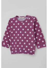 Resim Breeze Kız Bebek Pijama Takımı Omuzdan Patlı Beyaz Puantiye Desenli 4 Ay-1 Yaş, Eflatun Eflatun 