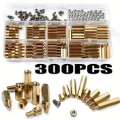 Resim 300 adet Electrapick M2 Pirinç Altıgen Standoff & Spacer Kiti - PCB Kartları, Otomotiv ve Ev Dekoru için Dayanıklı Erkek/Dişi Sütun Somunları ve Vidalar - Şeffaf Kutuda Düzenlenmiş 