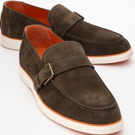 Resim Dericlub Erkek Hafif Tabanlı Toka Detaylı Loafer Gerçek Süet Deri CR 2406 HAKİ 