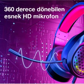 Resim Xmowi R1 Mikrofonlu RGB Oyuncu Kulaklığı 