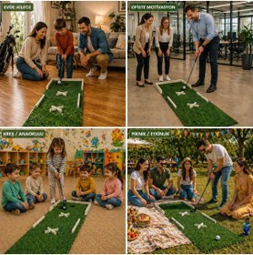 Resim Anatolian Arena Pro Katlanabilir Mini Golf Seti | Portatif Ev Tipi Golf Oyunu | Montessori I Çocuk & Yetişkin | Hediye 