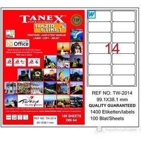 Resim Tanex Printer Lazer Yazıcı Etiketi Tw-2014 99.1X38.1 