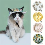 Resim 1 adet Karikatür Kedi ve Köpek Güneş Şapkası - Ayarlanabilir Balıkçı Şapkası "Meow" ve Pati Baskılı Tasarım, Küçükten Orta Boy Evcil Hayvanlar İçin Nefes Alabilen Polyester, Evcil Hayvan Aksesuarları | Eğlenceli Evcil Hayvan Ekipmanları | Ayarlanabilir Şapka 