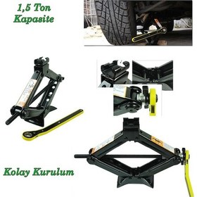 Resim Oto Kriko Araç Kriko Cırcırlı Kriko 1.5 Ton Makas Tip Cırcırlı 