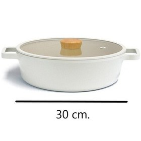 Resim 0128 D-neof230l Fıka Cam Kapaklı Alumınyum Sıg Tencere 30 Cm Bej 