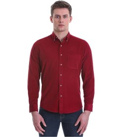Resim Hatemoğlu Bordo Slim Fit Düz 100% Pamuklu Düğmeli Yaka Uzun Kollu Klasik G Bordo 