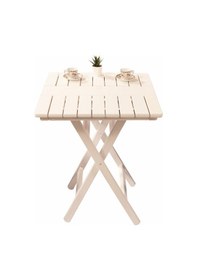 Resim Bahçeme Kaş 60X60 Katlanabilir Ahşap Bahçe Balkon Masası -Beyaz 