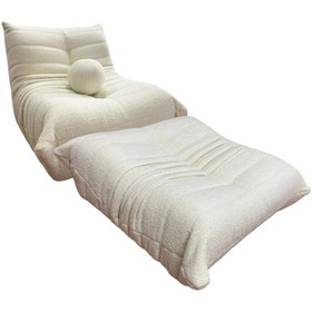 Resim BEKALIVING Barney Comfort Berjer Teddy Bej ve Puf Takım 