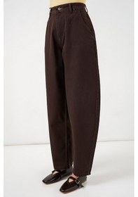 Resim Bigdart 6689 Kadın Yüksek Bel Baggy Kot Pantolon - Kahverengi 