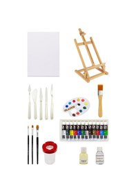 Resim Masaüstü Şövale Fanart Academy Yağlı Boya Seti 12x12ml 2 Adet 35x50 Tuval Başlangıç Seti 