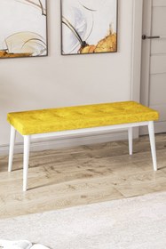 Resim Canisa Concept Pera Serisi Bench , Geniş Oturma Alanlı , 1. Sınıf Kumaş , Hardal Bench , Beyaz Gürgen Ayak 