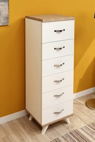 Resim Aeka Ae-3038 Belinda 6 Çekmeceli Şifonyer Komodin Beyaz 